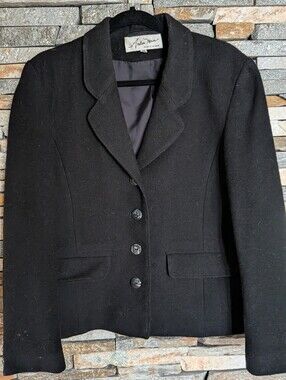 Arden B Black Tailored Wool-Blend Blazer, Vintage, 60% Wool